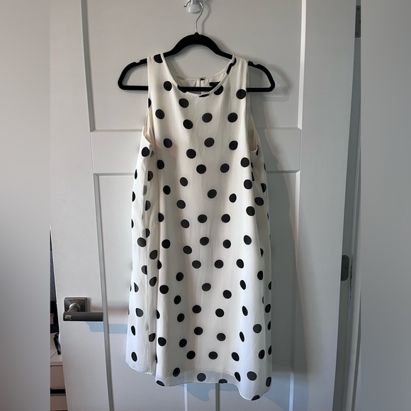 Ann Taylor Factory Dresses & Skirts - Chiffon a line cream polka dot dress with black dots